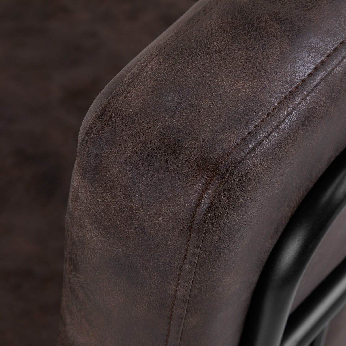 Gabbiano Katania Loft Old Leather Hair Salon Styling Chair Dark Brown - close-up of the upholstery and construction details