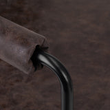 Gabbiano Katania Loft Old Leather Hair Salon Styling Chair Dark Brown - close-up of the upholstery and construction details