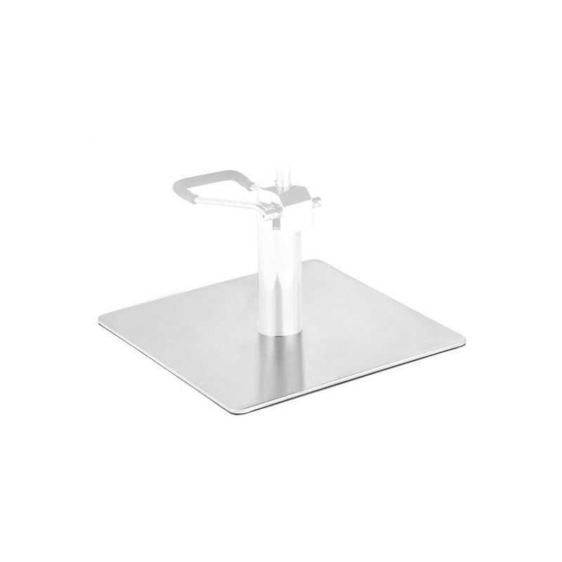 Gabbiano L009 Square Stainless-Steel Barber Chair Base - angled front view on a white background