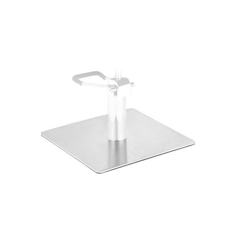 Gabbiano L009 Square Stainless-Steel Barber Chair Base - angled front view on a white background