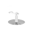 Gabbiano L010 Round Stainless-Steel Barber Chair Base - angled front view on a white background