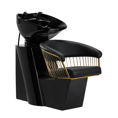 Gabbiano Lille-M Backwash Unit Gold & Black - full product view at an angle on a white background