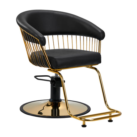 Gabbiano Lille-M Hair Salon Styling Chair Gold & Black - angled front view on a white background