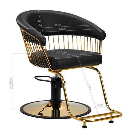 Gabbiano Lille-M Hair Salon Styling Chair Gold & Black - side view on a white background