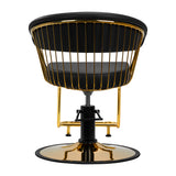 Gabbiano Lille-M Hair Salon Styling Chair Gold & Black - close-up of the upholstery, frame and footrest details