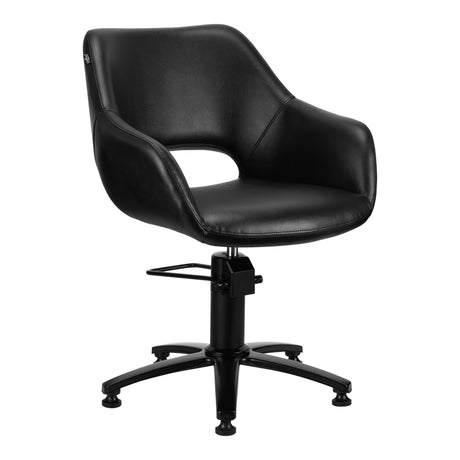 Gabbiano Lima Hairdressing Chair Black - angled front view on a white background