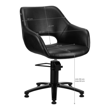 Gabbiano Lima Hairdressing Chair Black - side view on a white background