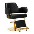 Gabbiano Linz NQ Hair Salon Styling Chair Gold & Black - angled front view on a white background