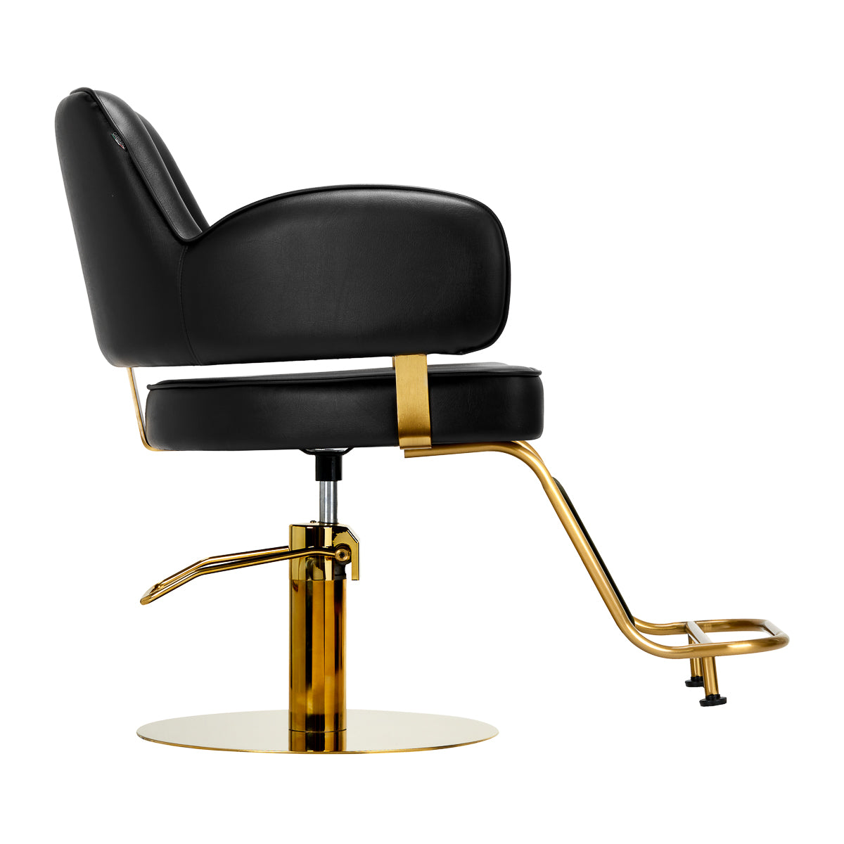 Gabbiano Linz NQ Hair Salon Styling Chair Gold & Black - front view on a white background