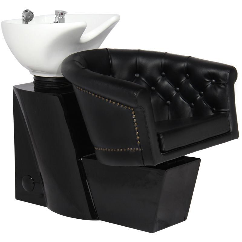 Gabbiano London Hair Wash Unit Black - full product view at an angle on a white background