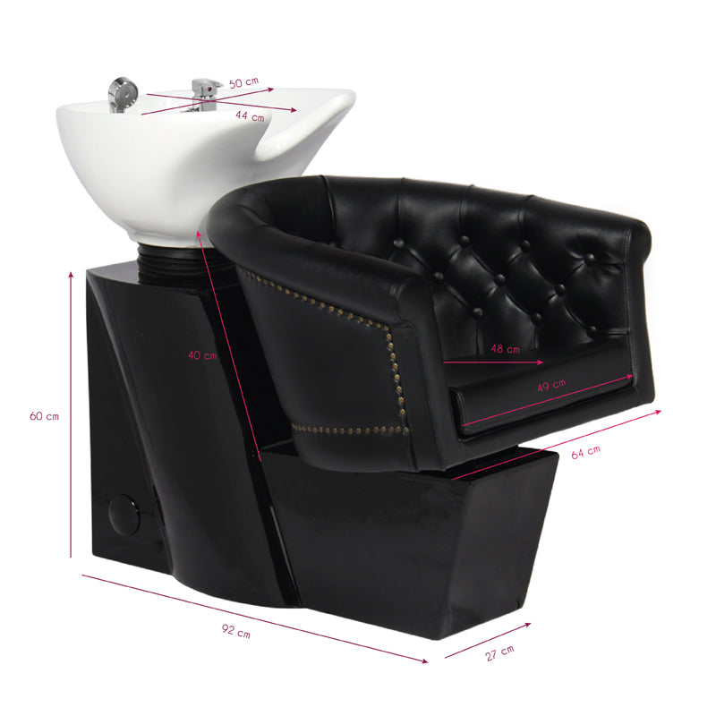 Gabbiano London Hair Wash Unit Black - full product view on a white background