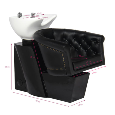 Gabbiano London Hair Wash Unit Black - full product view on a white background