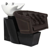 Gabbiano London Hair Wash Unit Brown - full product view at an angle on a white background
