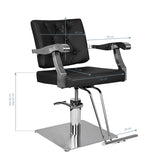 Gabbiano Lyon Hair Salon Styling Chair Black - side view on a white background