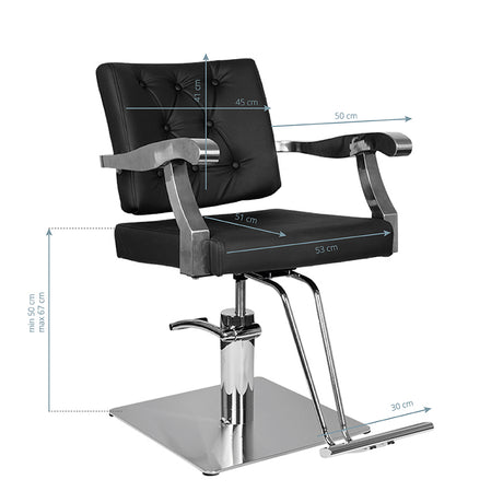 Gabbiano Lyon Hair Salon Styling Chair Black - side view on a white background