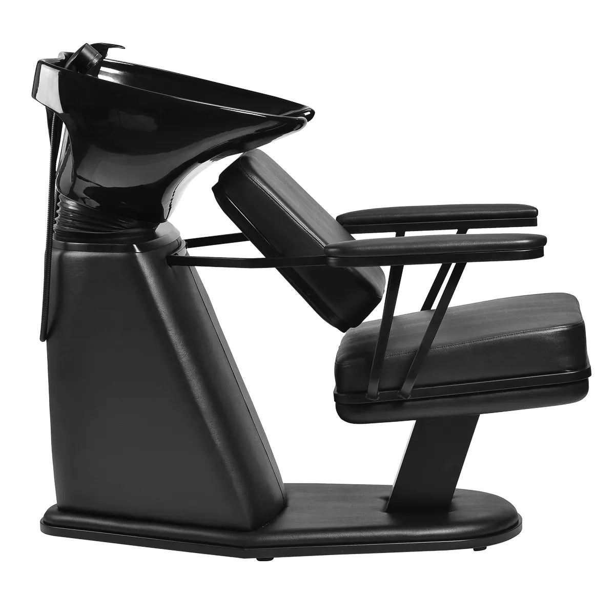 Gabbiano Madrid Backwash Unit Black - side view of the complete wash unit