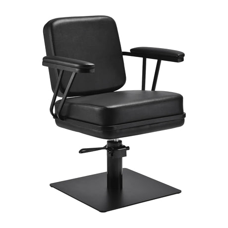 Gabbiano Madrid Hair Salon Styling Chair Black - angled front view on a white background