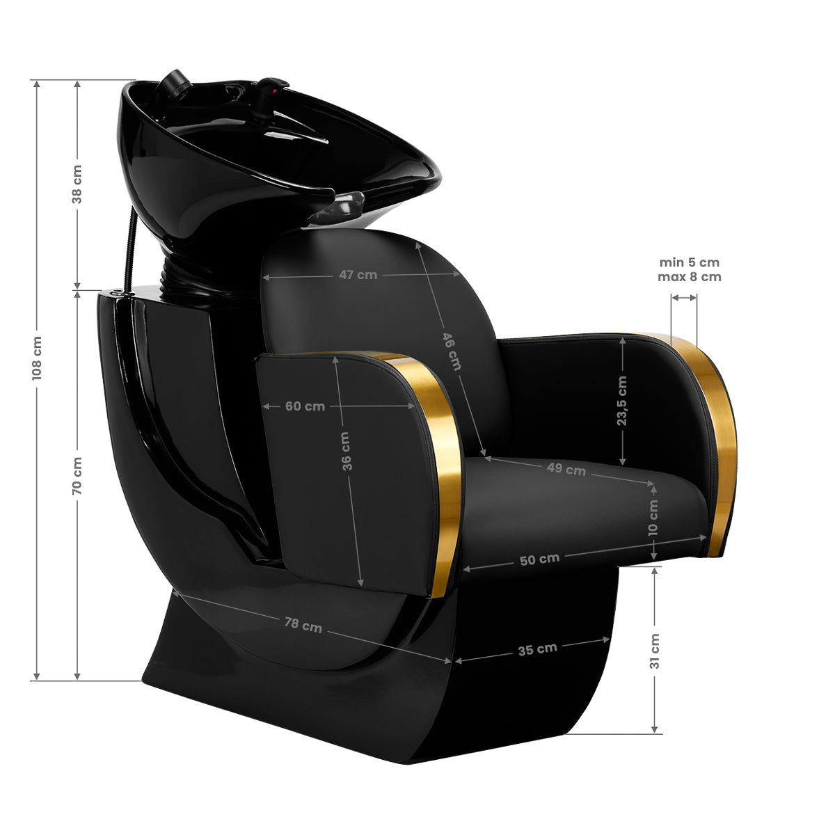 Gabbiano Malaga Backwash Unit Gold & Black - close-up of a functional part of the basin unit