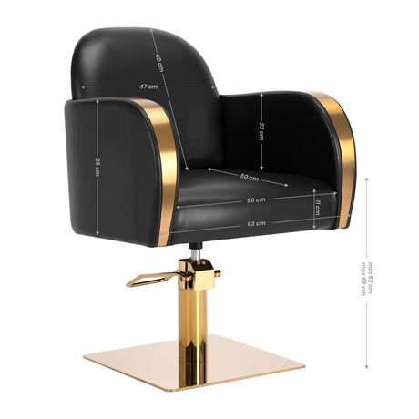 Gabbiano Malaga Hair Salon Styling Chair Gold & Black - side view on a white background