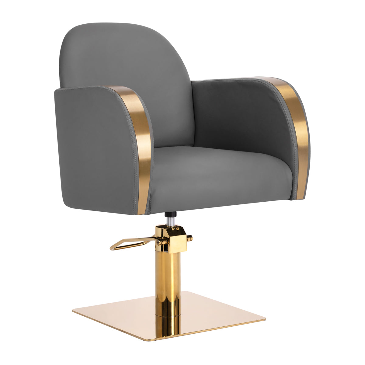 Gabbiano Malaga Hair Salon Styling Chair Gold & Grey - angled front view on a white background