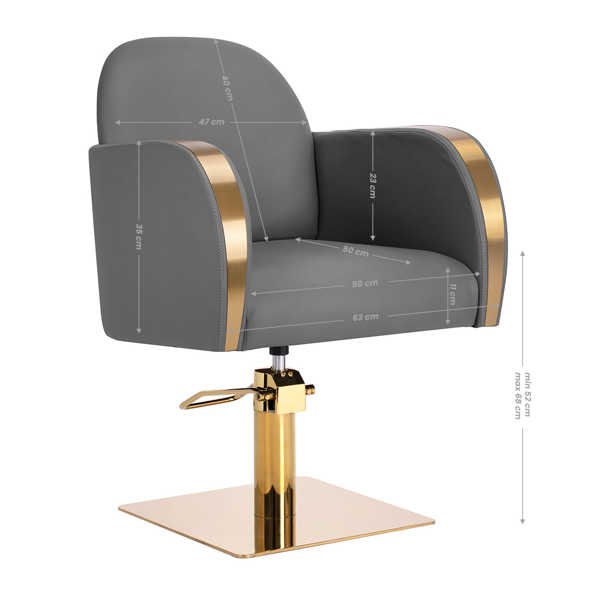 Gabbiano Malaga Hair Salon Styling Chair Gold & Grey - side view on a white background