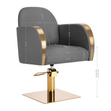 Gabbiano Malaga Hair Salon Styling Chair Gold & Grey - side view on a white background