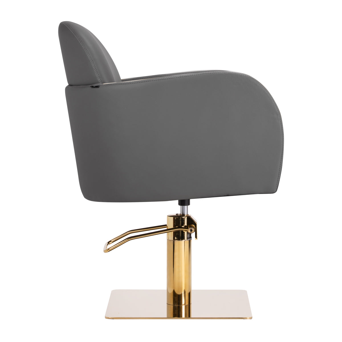 Gabbiano Malaga Hair Salon Styling Chair Gold & Grey - close-up of the upholstery, frame and footrest details