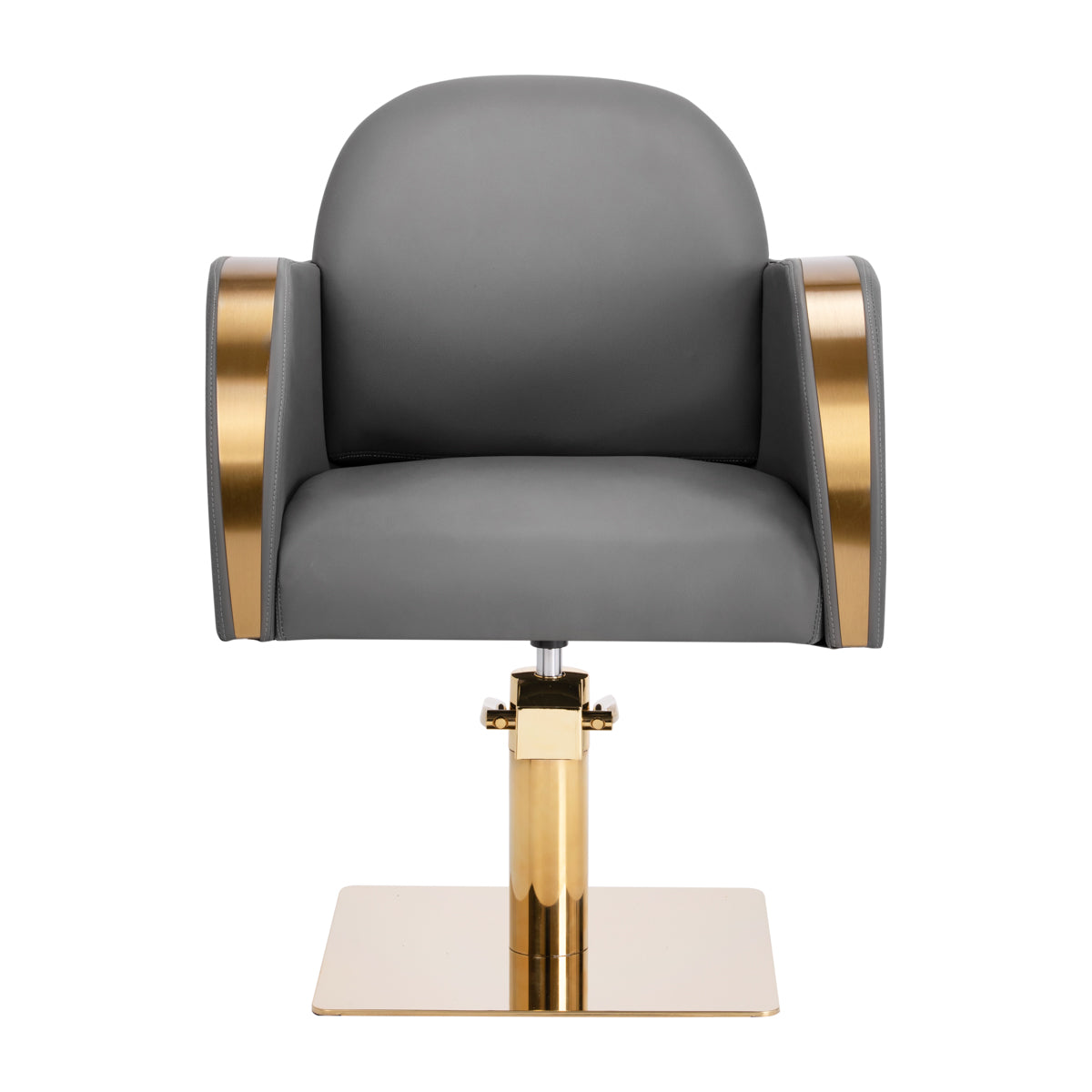 Gabbiano Malaga Hair Salon Styling Chair Gold & Grey - close-up of the upholstery, frame and footrest details