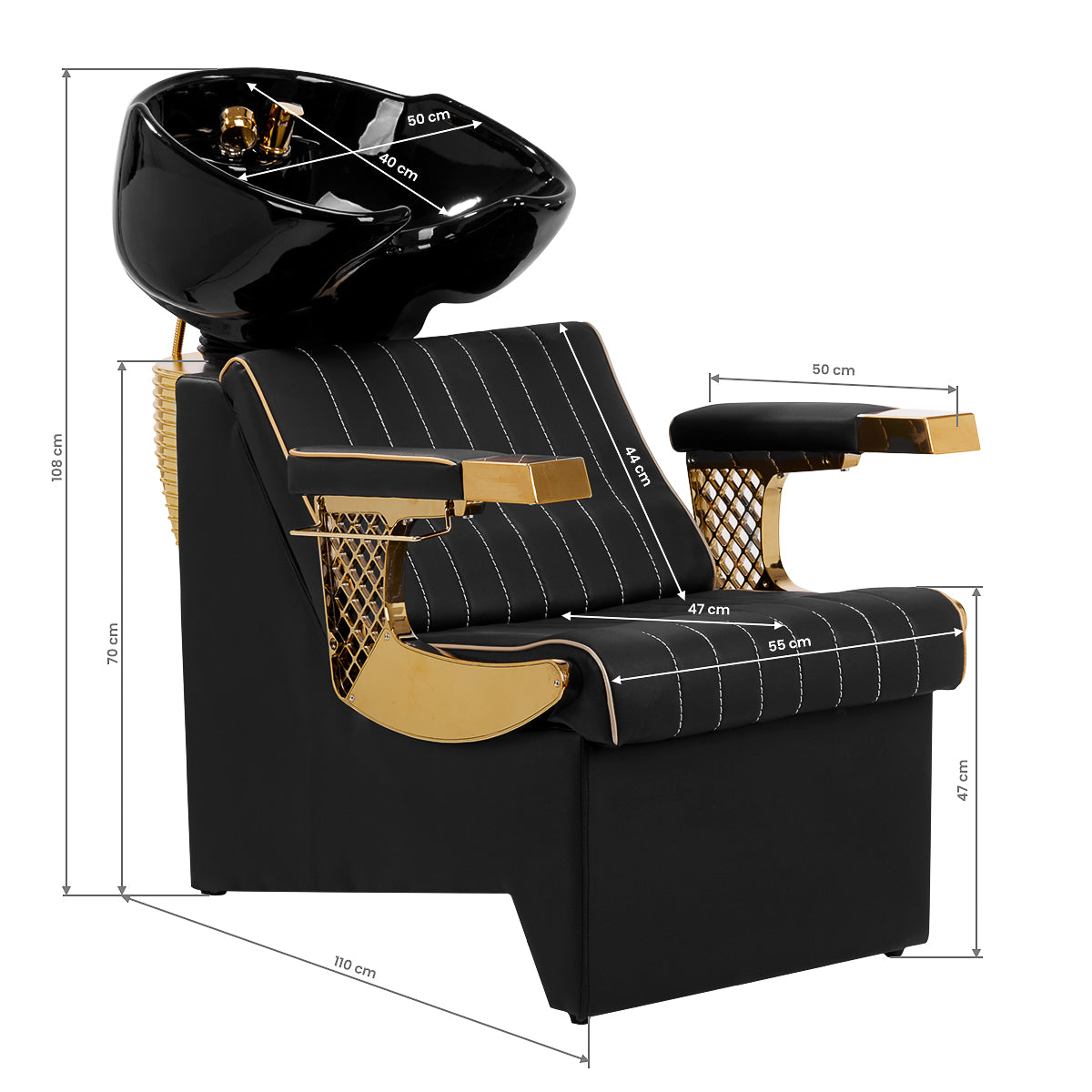 Gabbiano Marcus Backwash Unit Gold & Black - full product view on a white background