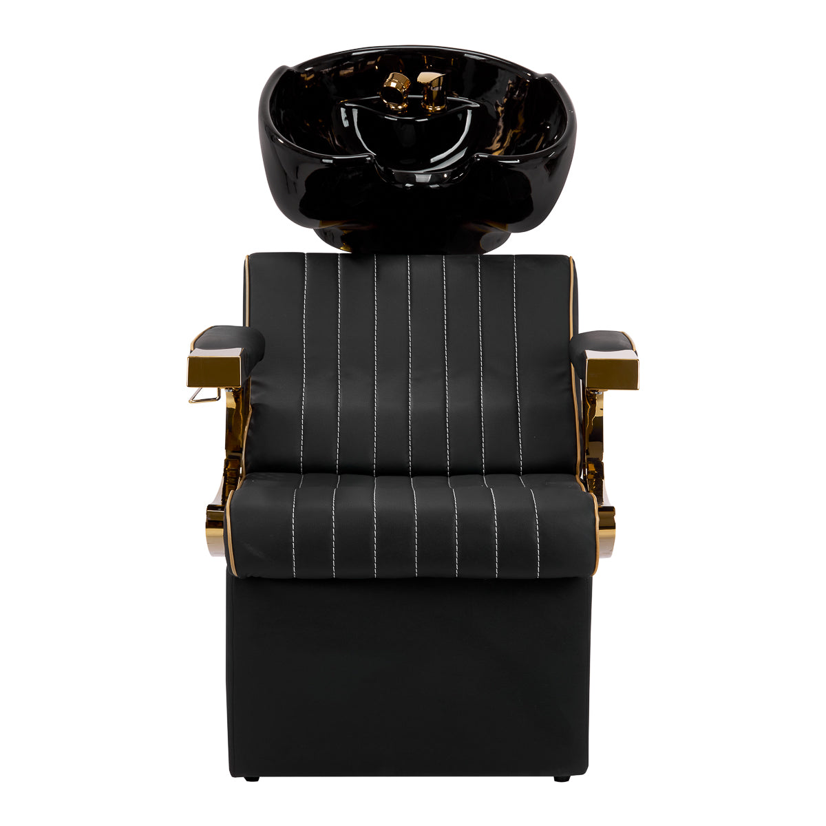 Gabbiano Marcus Backwash Unit Gold & Black - side view of the complete wash unit