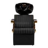 Gabbiano Marcus Backwash Unit Gold & Black - side view of the complete wash unit