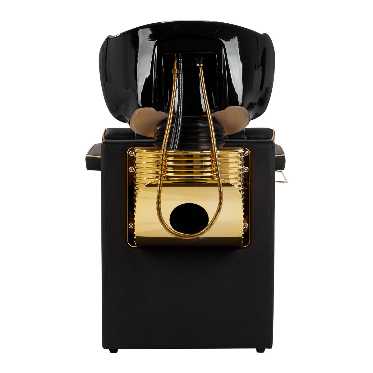 Gabbiano Marcus Backwash Unit Gold & Black - rear view showing the basin connections