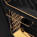 Gabbiano Marcus Backwash Unit Gold & Black - close-up of the upholstery and construction details