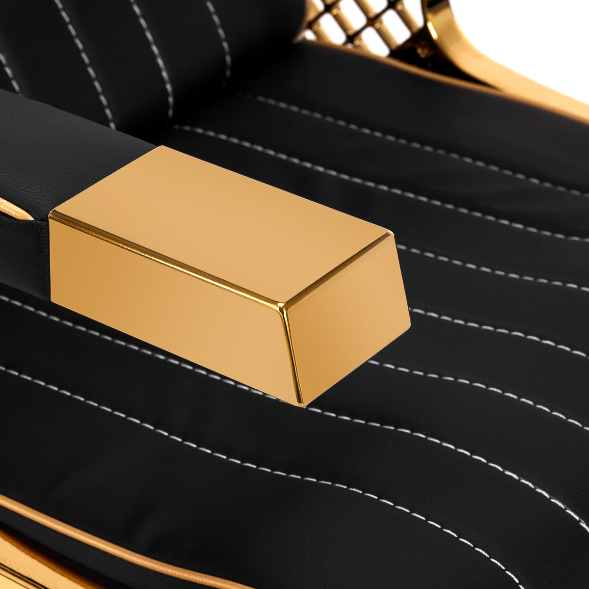 Gabbiano Marcus Backwash Unit Gold & Black - close-up of the upholstery and construction details