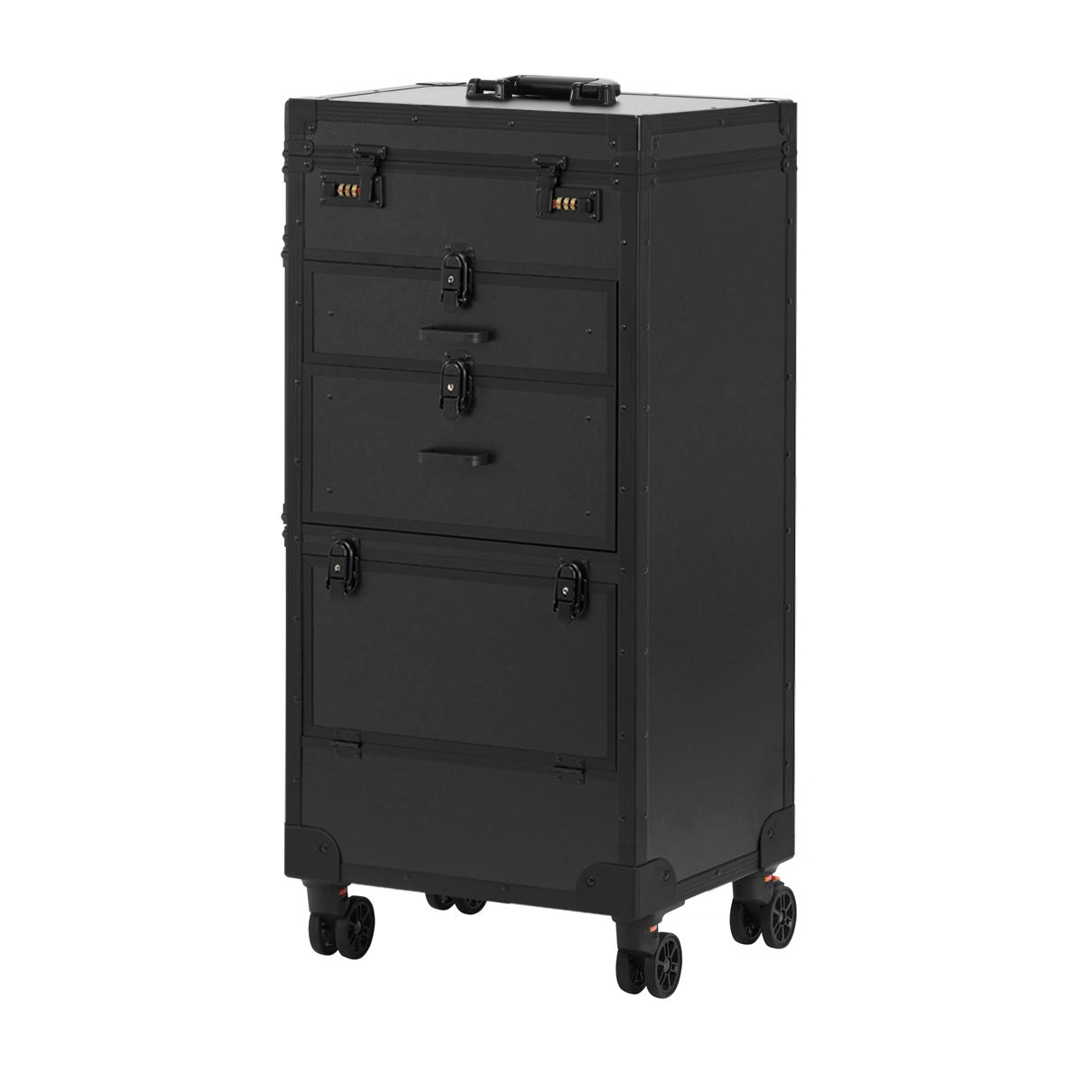 Gabbiano Mobile Hairdresser Trolley V21 Black - front view showing the storage and construction details