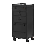 Gabbiano Mobile Hairdresser Trolley V21 Black - front view showing the storage and construction details
