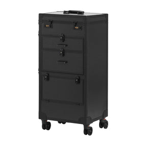 Gabbiano Mobile Hairdresser Trolley V21 Black - front view showing the storage and construction details