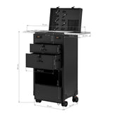 Gabbiano Mobile Hairdresser Trolley V21 Black - front view showing the storage and construction details