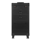 Gabbiano Mobile Hairdresser Trolley V21 Black - front view showing the storage and construction details