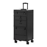 Gabbiano Mobile Hairdresser Trolley V21 Black - front view showing the storage and construction details