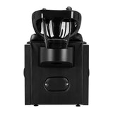 Gabbiano Modena Backwash Unit Black - side view of the complete wash unit