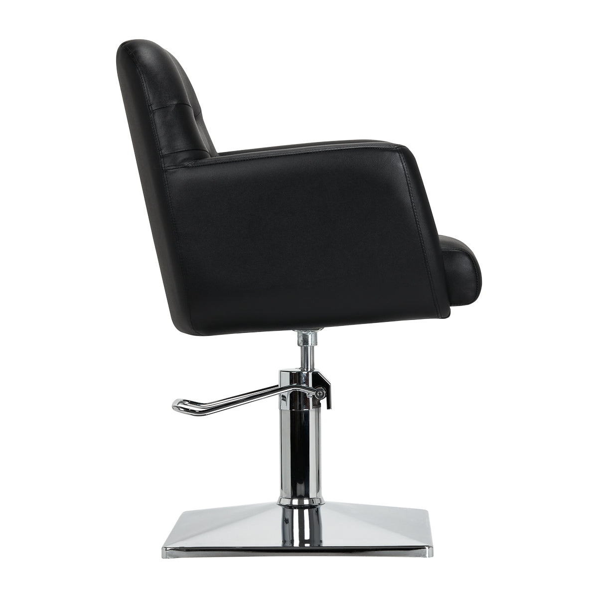 Gabbiano Monaco Hairdressing Chair Black - reclined side view with the footrest extended