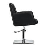 Gabbiano Monaco Hairdressing Chair Black - reclined side view with the footrest extended
