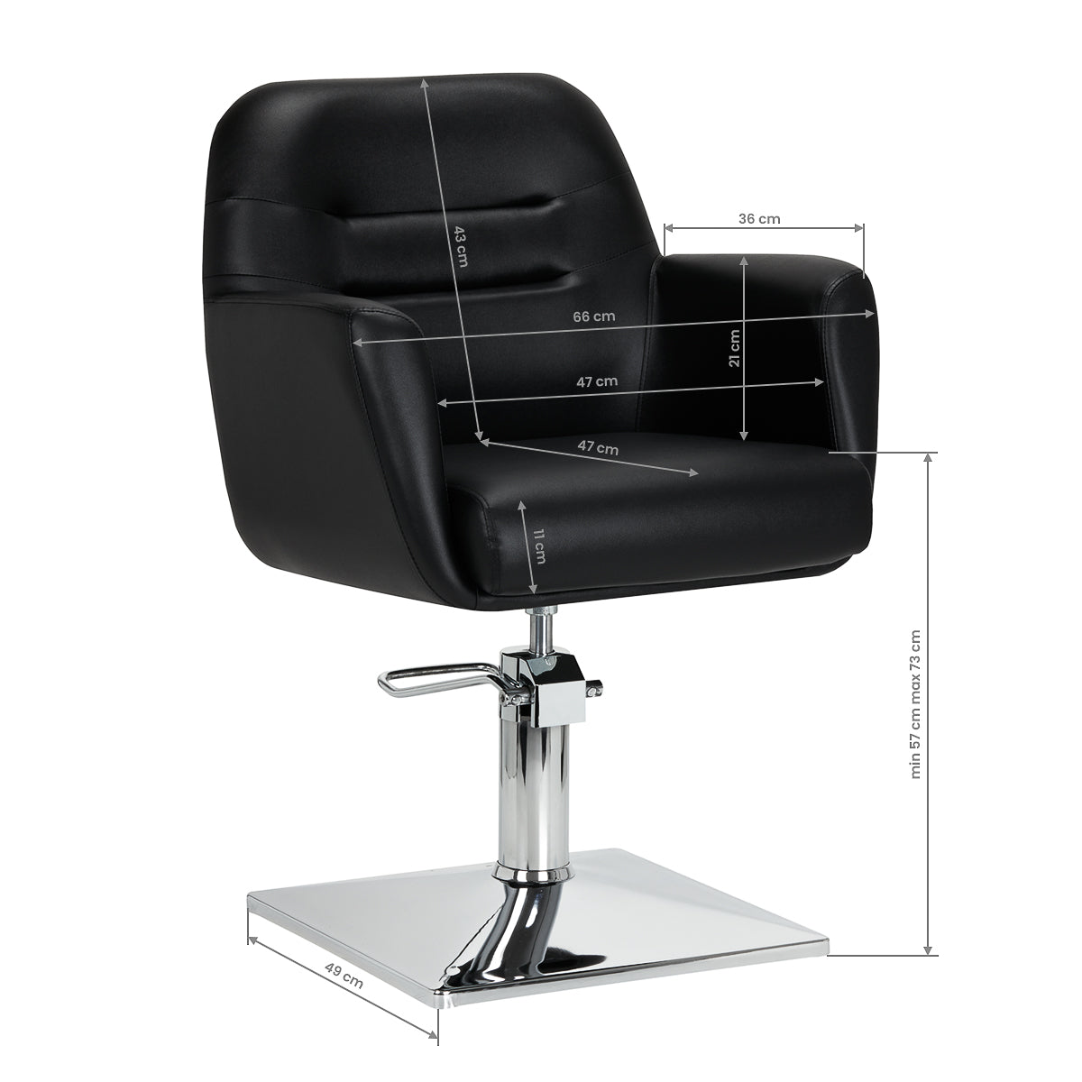 Gabbiano Monaco Hairdressing Chair Black - rear view on a white background