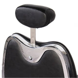 Gabbiano Moto Style Barber Chair Black - side view on a white background