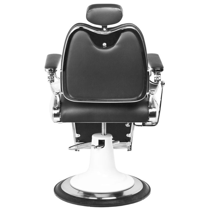 Gabbiano Moto Style Barber Chair Black - rear view on a white background