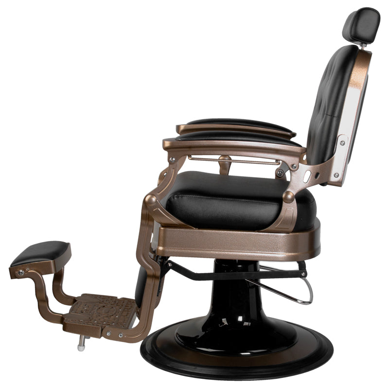 Gabbiano Old Ernesto Black Barber Chair - side view on a white background
