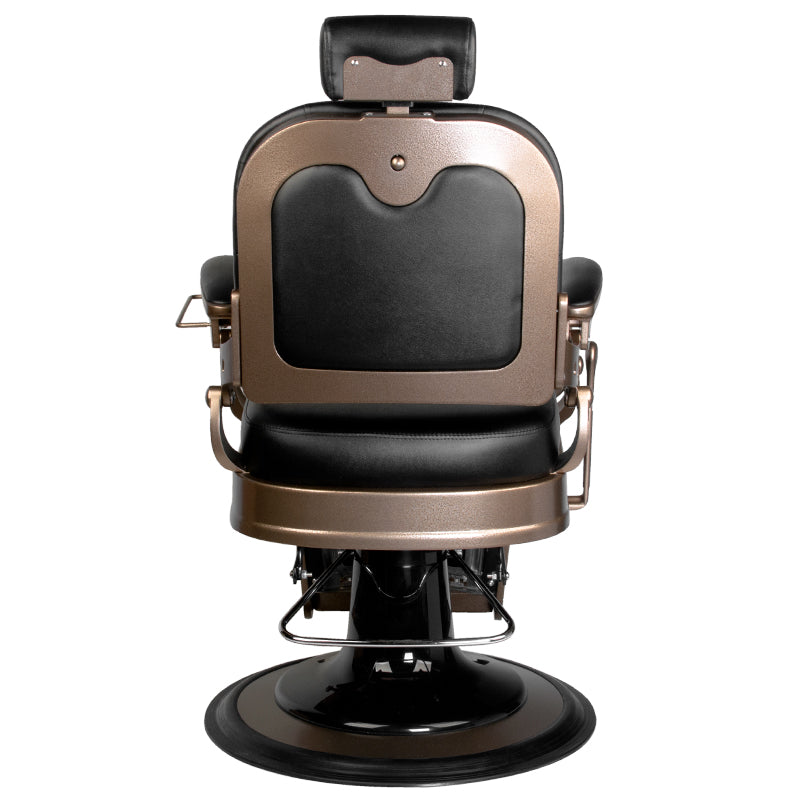 Gabbiano Old Ernesto Black Barber Chair - reclined side view with the footrest extended