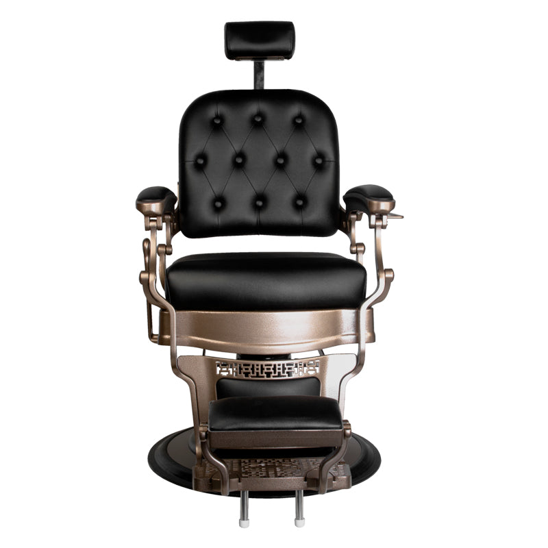 Gabbiano Old Ernesto Black Barber Chair - front view on a white background