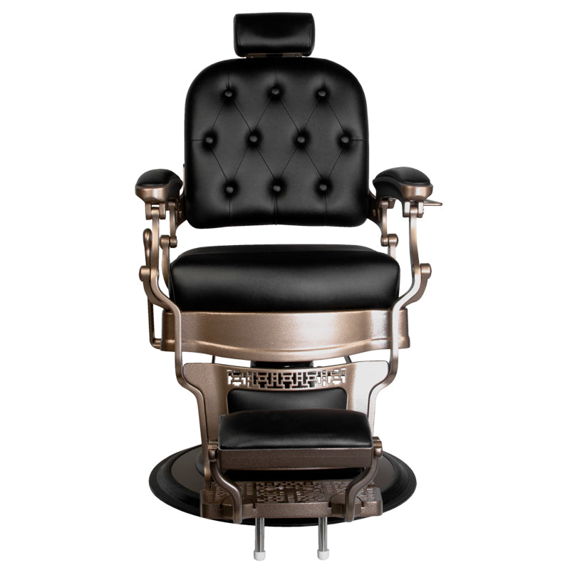 Gabbiano Old Ernesto Black Barber Chair - rear view on a white background